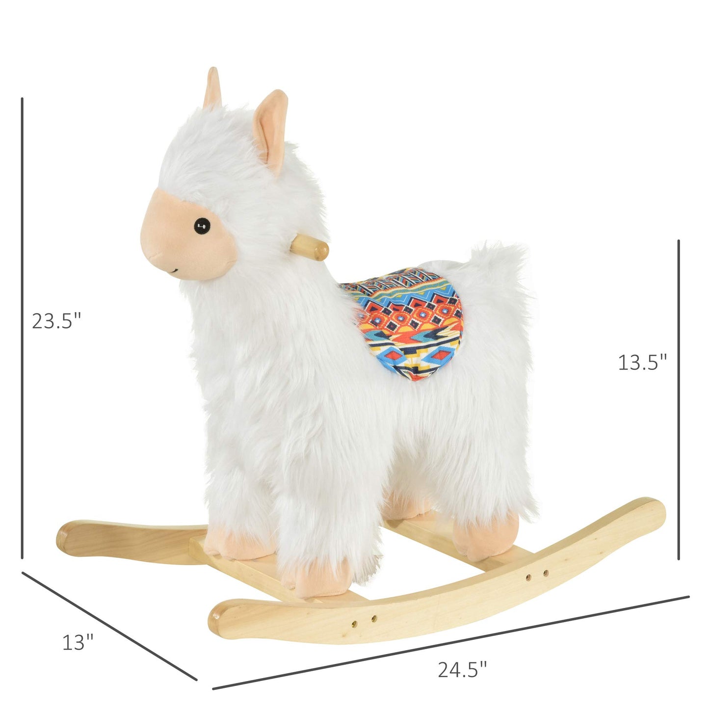 Qaba Kids Ride-On Rocking Horse Toy Llama Style Rocker Soft Plush Fabric For Children 3+ Years