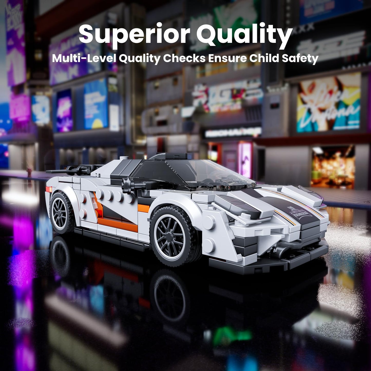 Mould King One : 1 Classic Sports Car Building Kits, Moc Racing Car Toys Model, Vehicle Blocks Set Suitable For Boys To Build, H