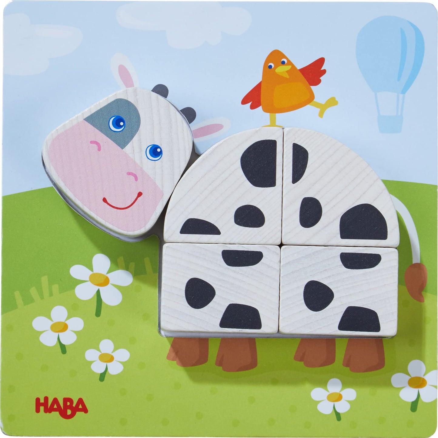 Haba On The Farm Beginner Pattern Blocks Puzzle With 3 Background Scenes And 14 Wooden Pieces - Ages 18 Months + (Made In Germany)