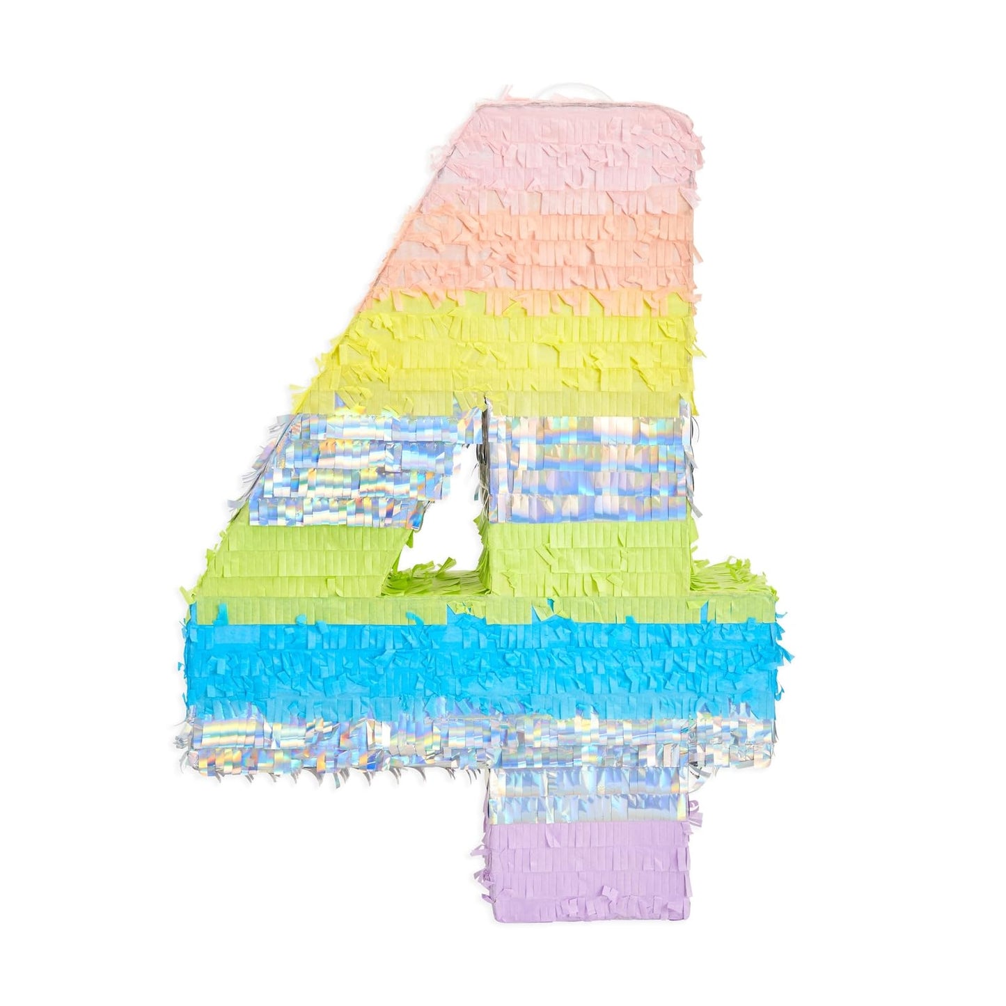 Blue Panda Large Number 4 Pinata For 4Th Birthday Party Decorations, Rainbow Pastel (21 X 15 X 4 In)