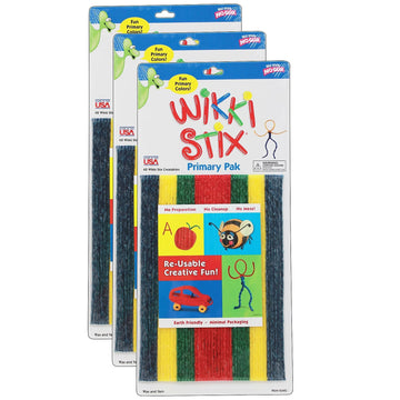 WikkiStix Primary Colors Craft Sticks, 8", 48 Per Pack, Assorted Wax & Yarn