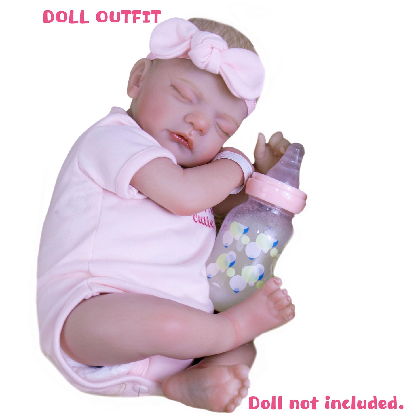 Ekokiz Reborn Baby Dolls Clothes Girl Pink Fashion Doll Clothes Baby Clothes 17-22 Inches Outfit Accessories Set For Lifelike Re