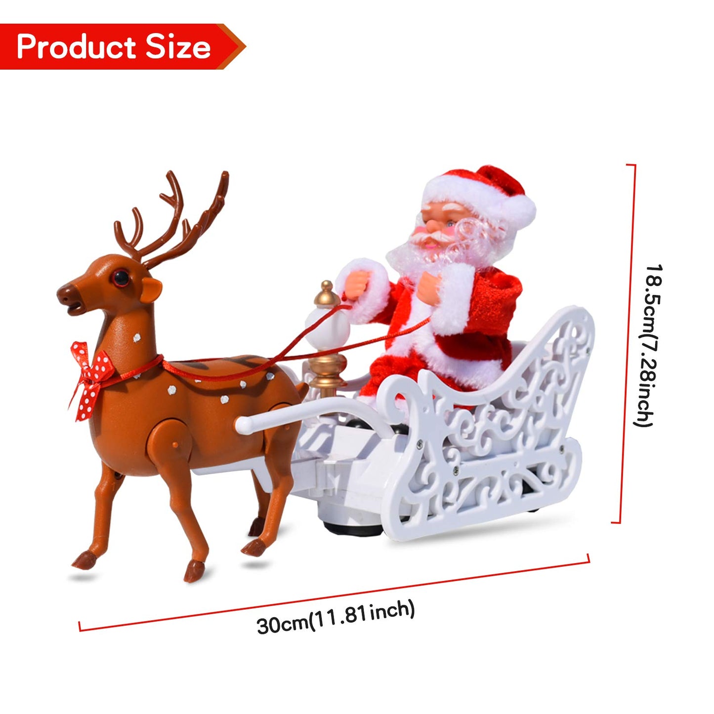 Puppy Go Santa Claus Doll Elk Sled Toy, 2024 Christmas Universal Electric Car Pulling Cart With Music, Running Walking Riding Re