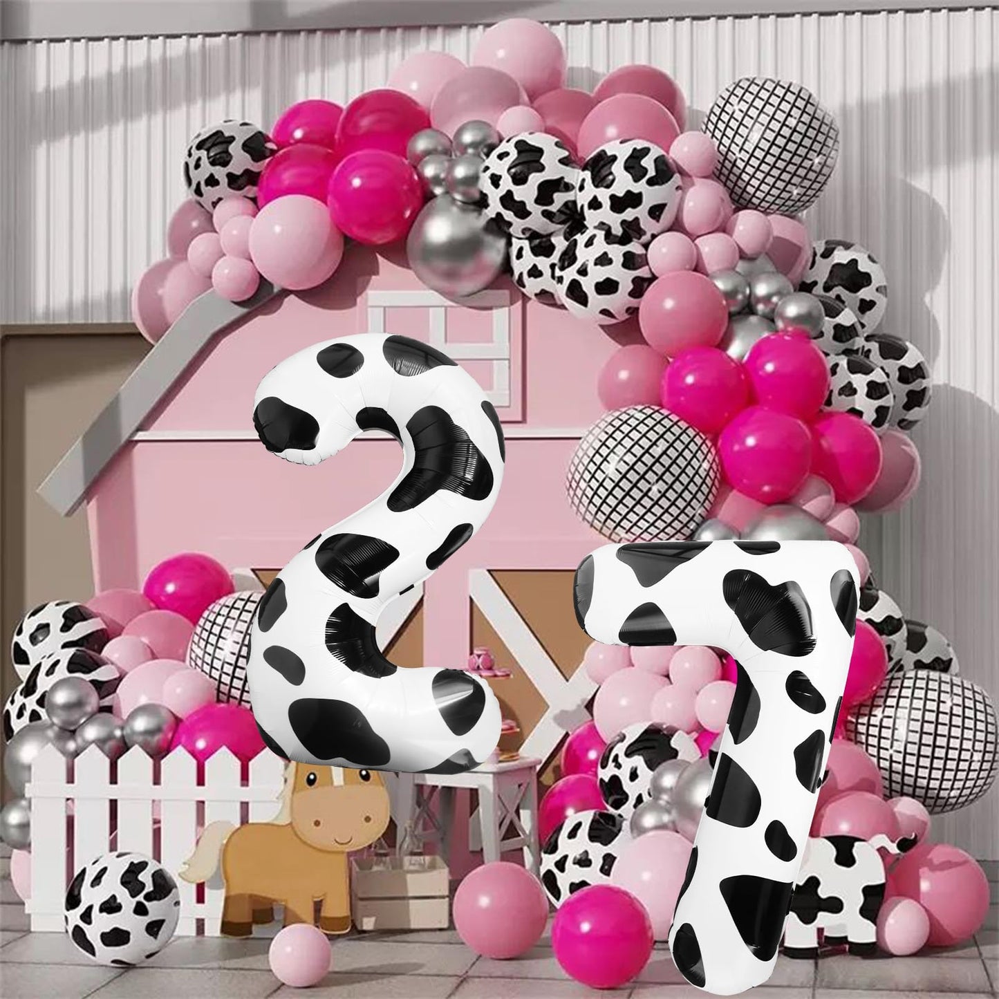 Lebery Cow Print Balloons 40 Inch Cow Print Number 2 Balloon Big Number 2 Balloon Moo Moo Im Two Birthday Decorations Cowgirl Theme Number Balloon For 2Nd Birthday Farm Barn Animal Party Decor