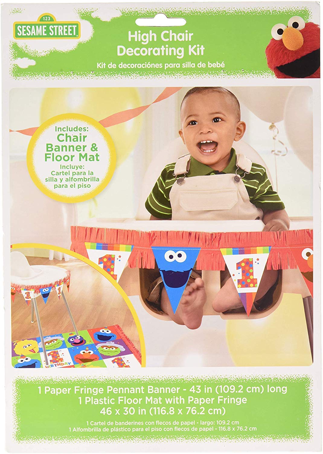 Amscan 1St Birthday 1St Birthday Elmo High Chair Decorating Kit Party Supplies Elmo Sesame Street Fun To Be One!, Multicolor, One Size