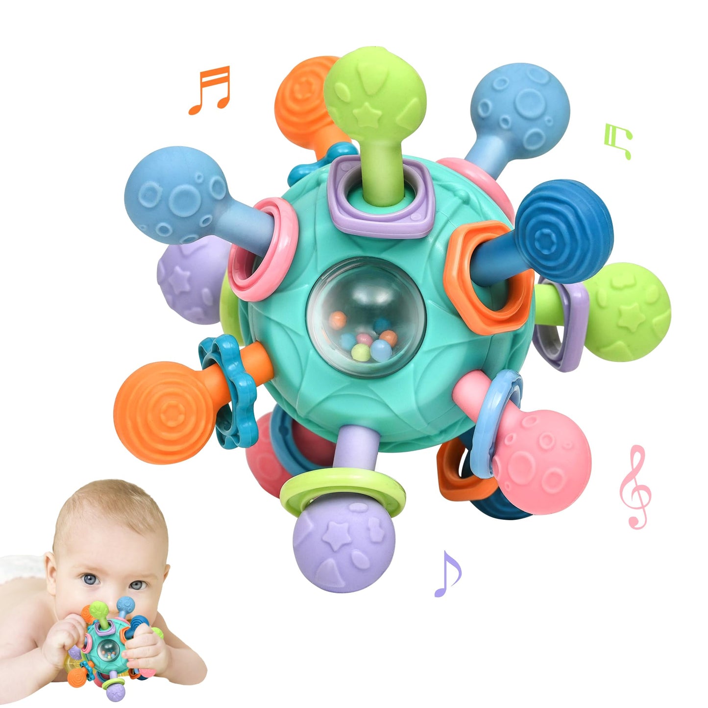 Baby Montessori Teething Toys For 0-6 6-12 Months Bpa Free Sensory Toys For Babies 0 3 6 9 12 18 Months Newborn Infant Learning