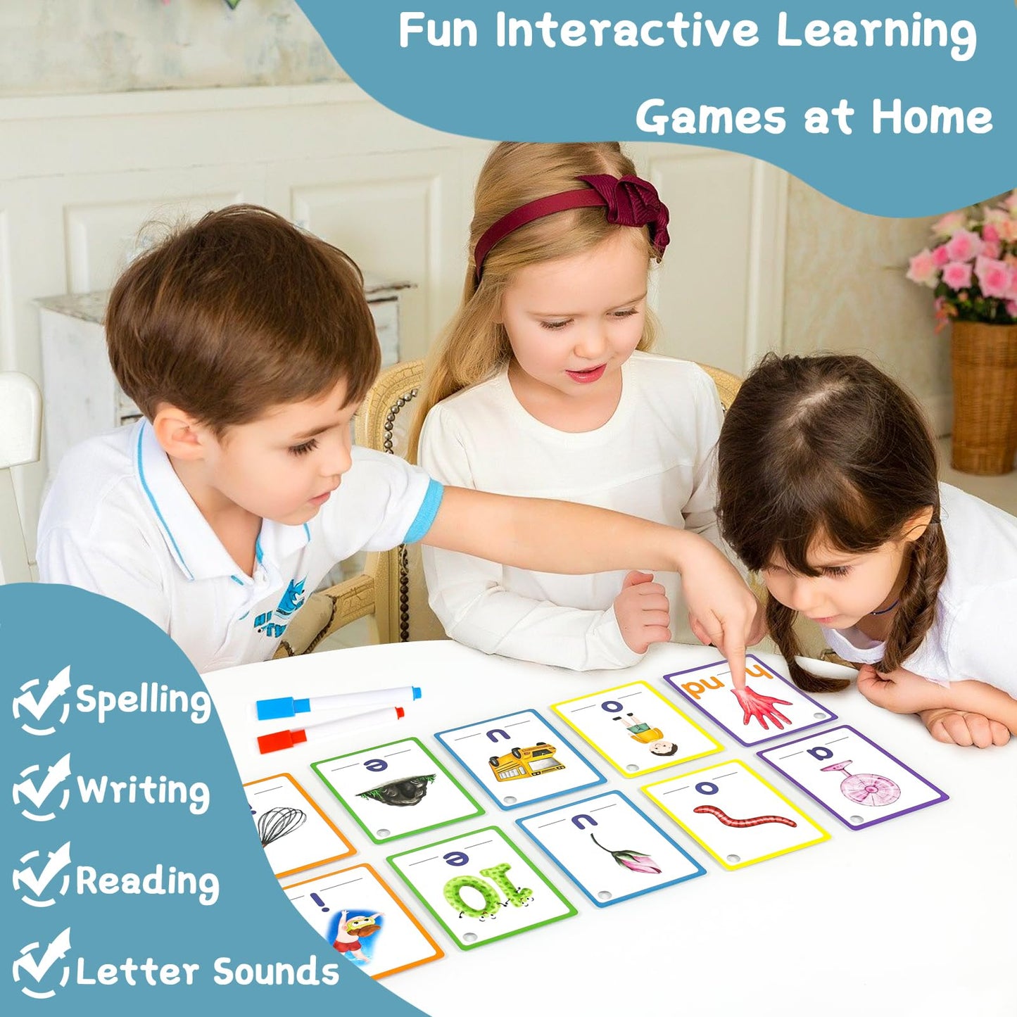 Alened Phonics Sight Words Flash Cards Kindergarten, Cvc Word Games Vowel Spelling Flashcards Learn To Read Write Montessori Edu