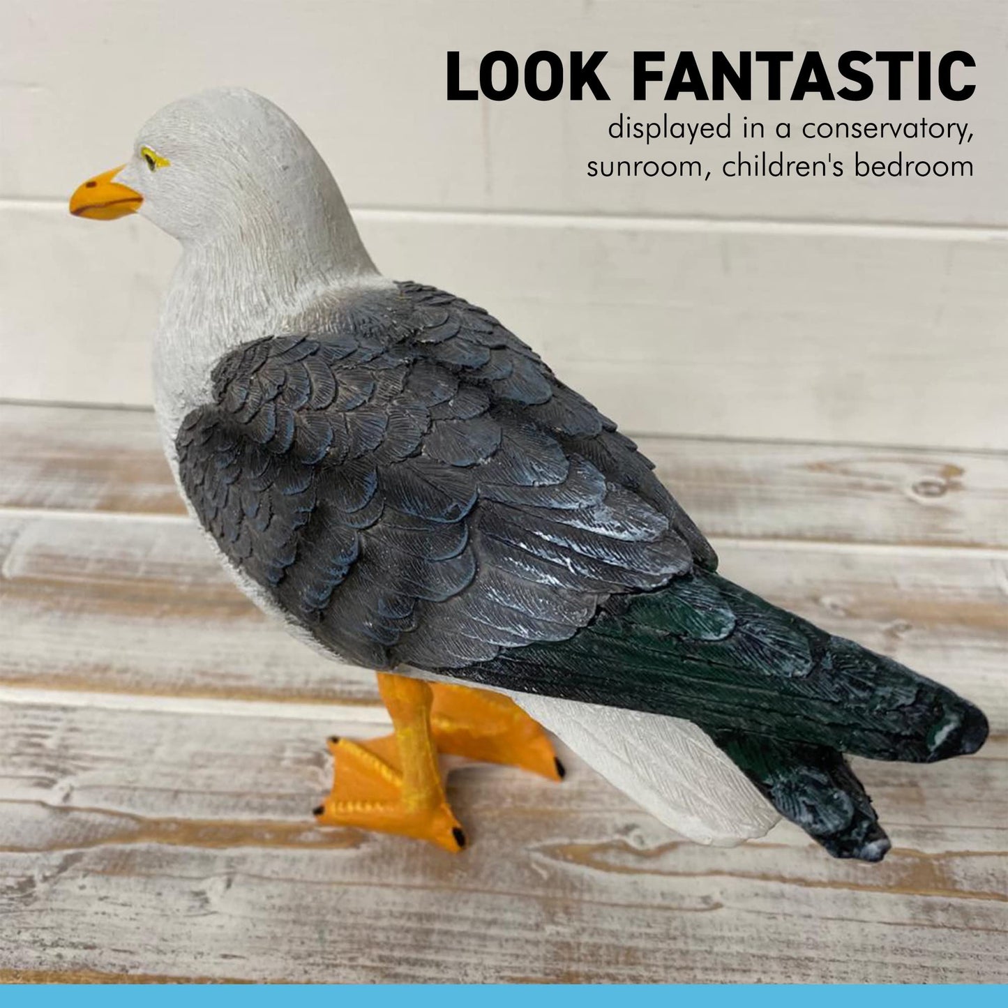 SATOHA Quay Traders Nautical Theme Seagull - 22 cm Resin Decor - White, Model JGJNV131