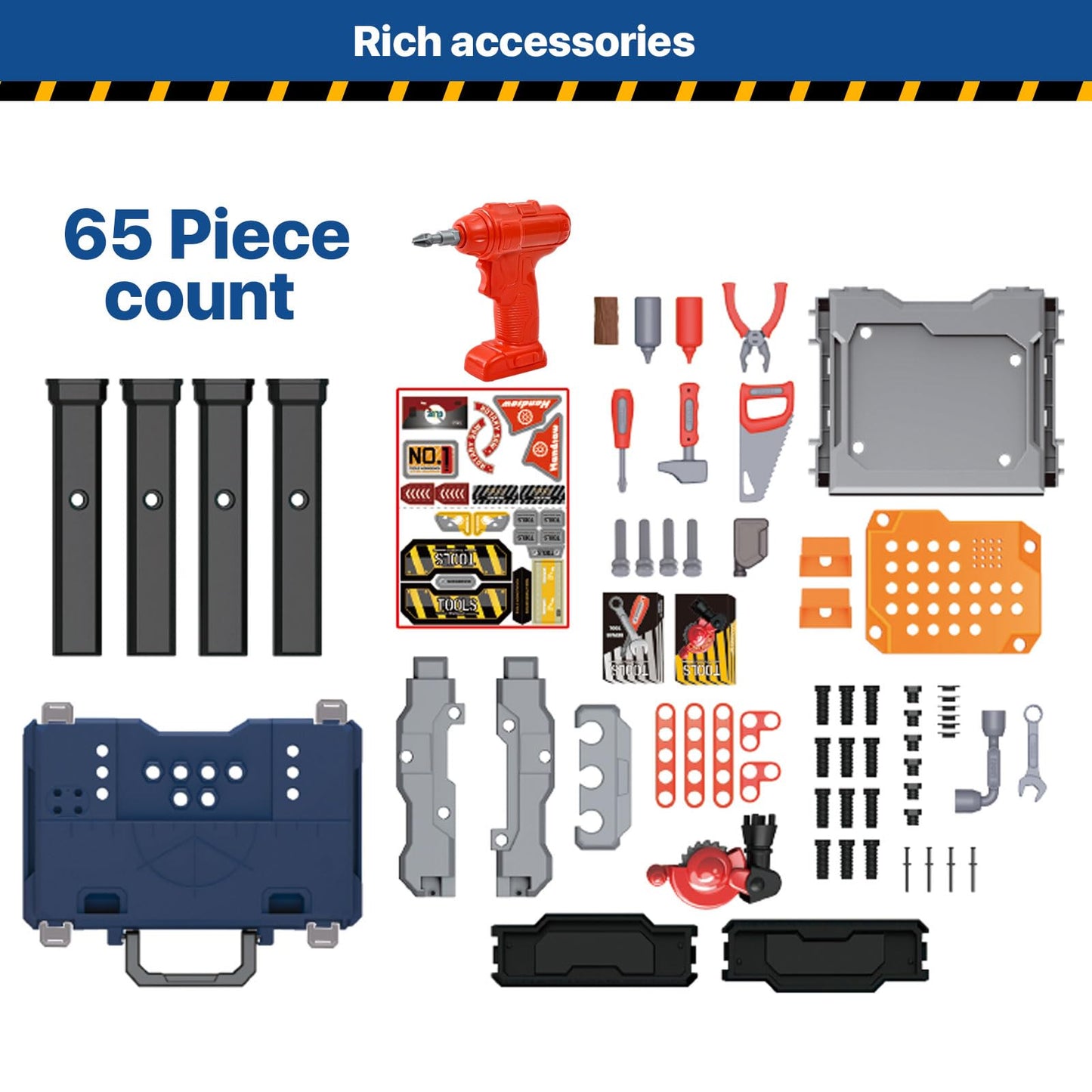 MUGEYMYD Kids Tool Bench Set with Electric Drill and Realistic Tool, Pretend Play Construction Workbench Toys for Toddlers, Buil