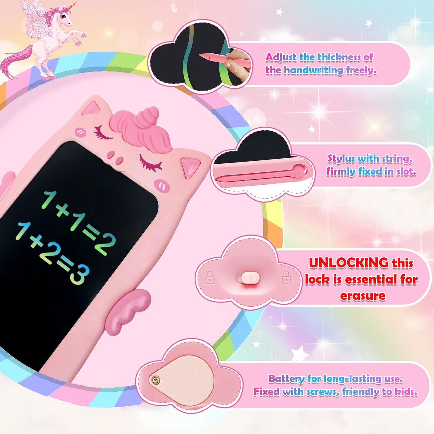 Toys For 1 2 3 Year Old Girl Gifts,10In Lcd Writing Tablet For Kids,Toddler Toys Age 1-2 Drawing Tablet,Doodle Board For Baby Gi