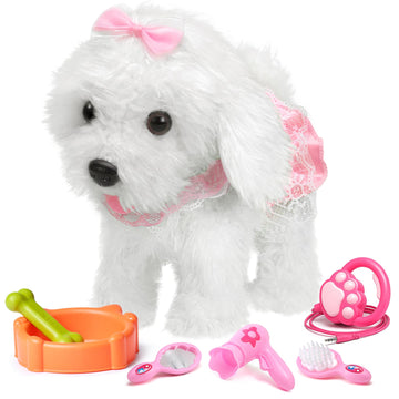 OR OR TU Plush Puppy Remote Control Barking Toy for Kids, Interactive, White, Model 55B-12, Ages 3-6+
