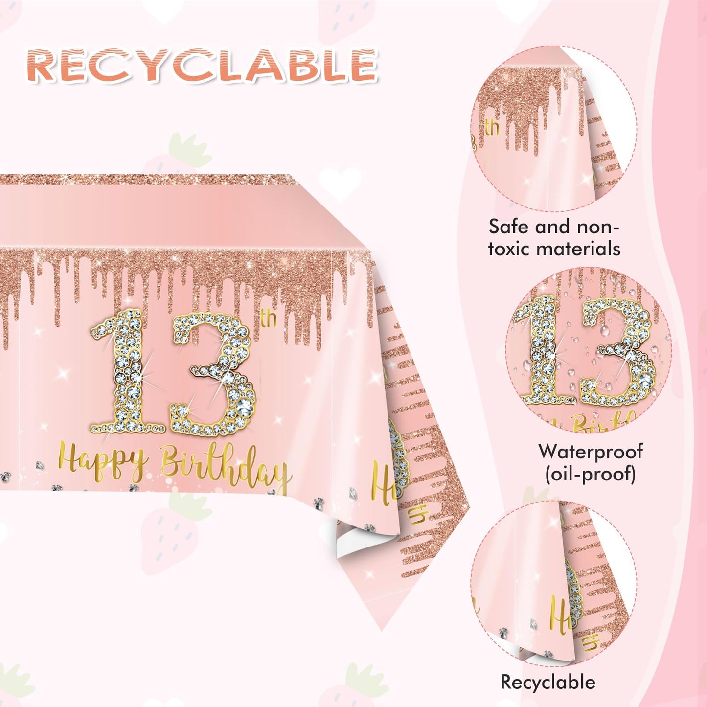 41Pcs 13Th Birthday Decorations Rose Gold Theme 13 Year Old Girl Birthday Decorations Including Happy Birthday Plates Napkins Ta