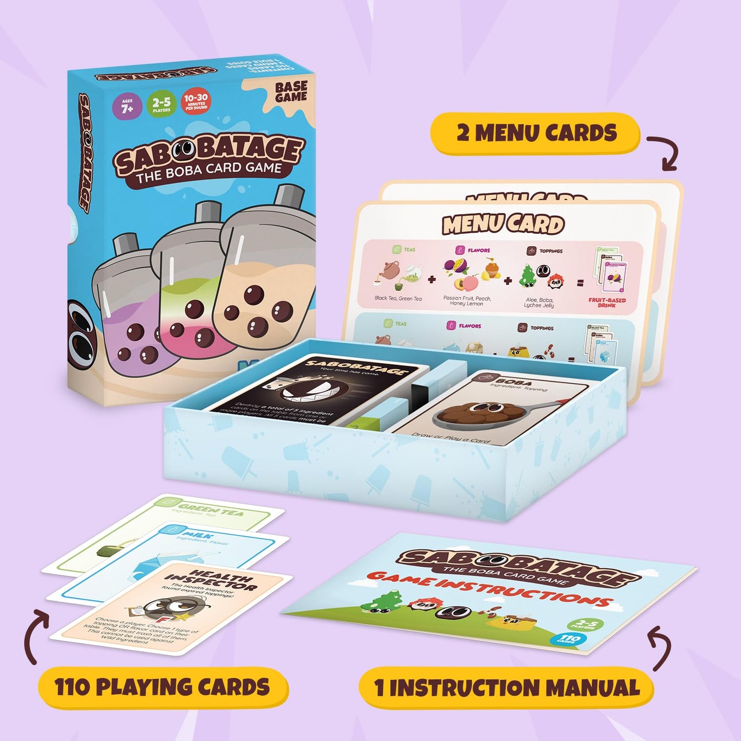 Sabobatage: The Boba Card Game | Easy Family-Friendly Party Game | Card Games For Adults, Teens & Kids | 2-5 Players (Base Game 3Rd Edition)
