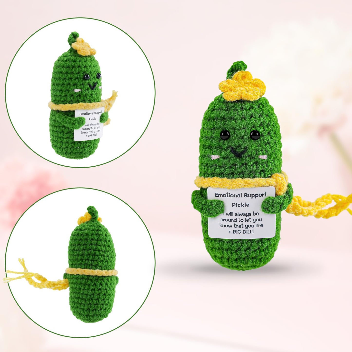 Hoedia Emotional Support Pickle Gifts For Women: Cucumber With Flower Scarf Card Crochet Dolls Friend Birthday Gifts For Her Cow