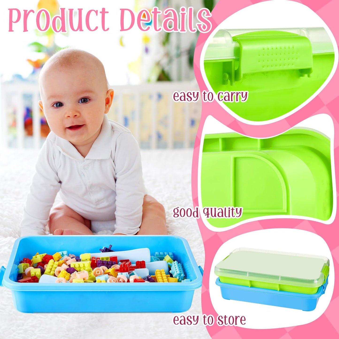 2 Pcs Sensory Bin Sand Tray With Lid For Plastic Sandbox Toy Fill With Water, Sand, Beads And More, For Indoor Outdoor Activitie