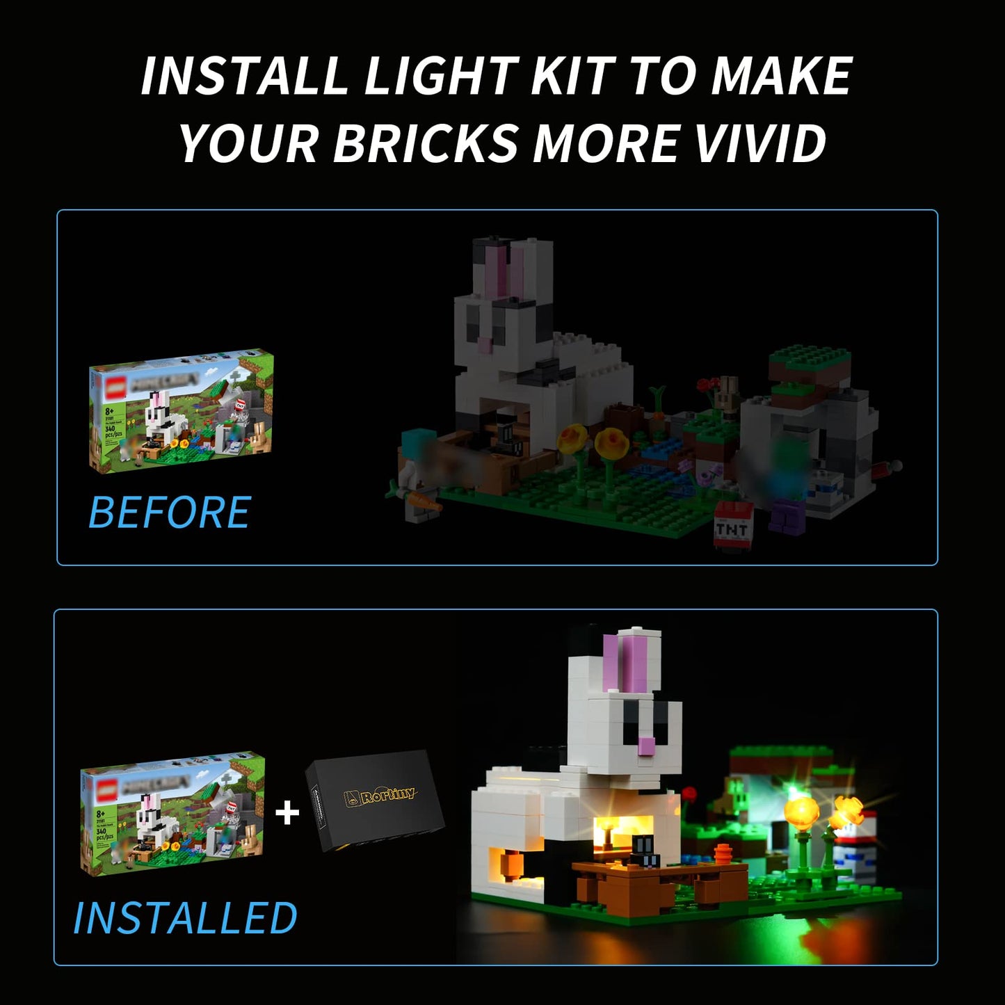 Rorliny Led Light Kit For Lego Minecraft The Rabbit Ranch 21181 Building Kit, Lighting Set Compatible With Lego 21181 Rabbit (Li
