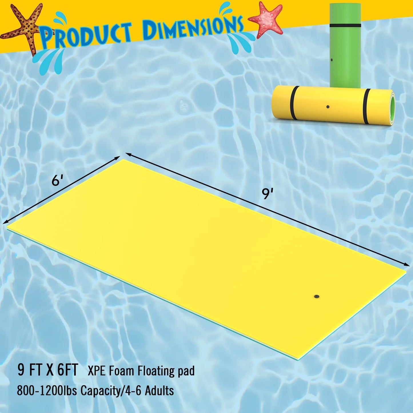 Big Floating Water Mat 7'/9'/12'/18' Lily Pad Floating Mat for Lakes, Oceans, Beach, 3 Layers XPE Foam Floating Pad Pool Floats