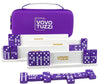 Vovotuzzi Dominos Set For Adults, Double 6 Dominoes Set With 4 Domino Wooden Racks, Marble Purple Dominos For Kids And Adults Wi