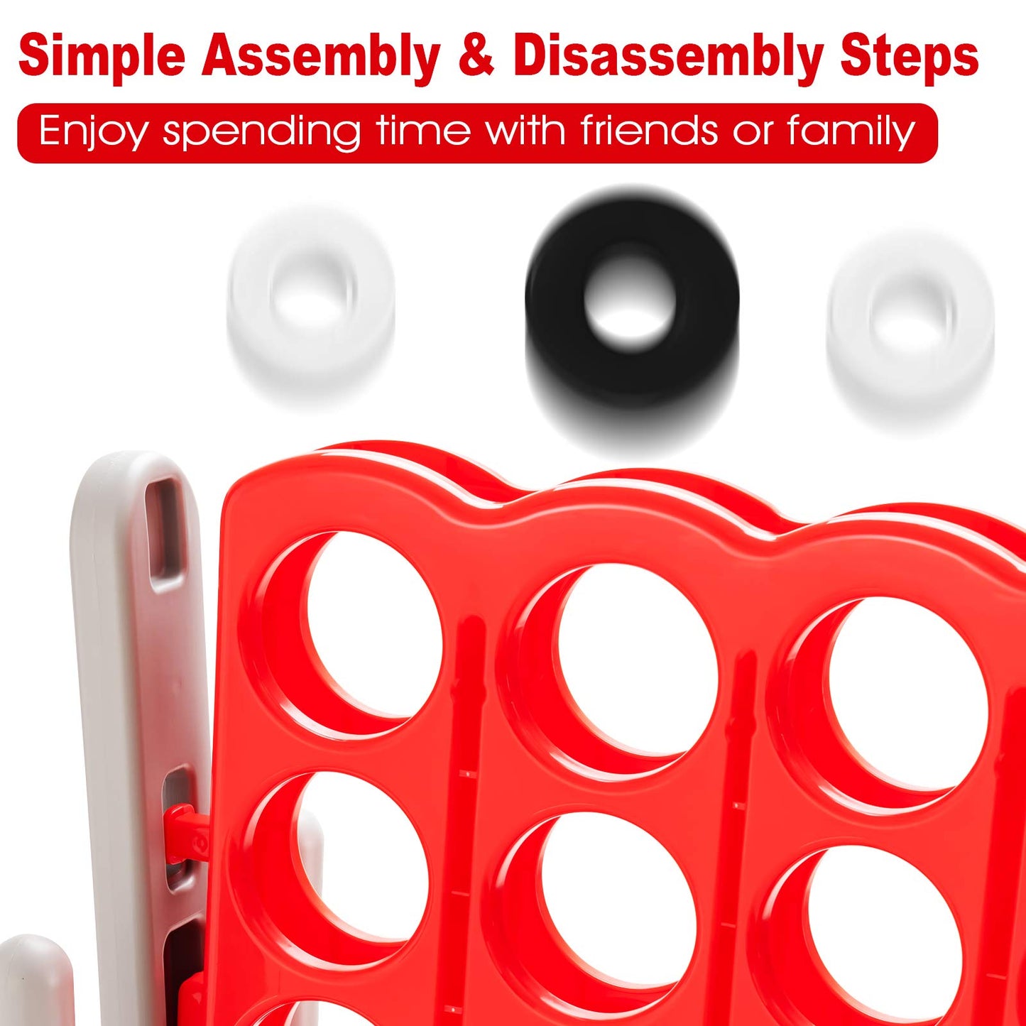 Costzon Giant 4-in-A-Row Jumbo 4-to-Score Giant Games for Kid mature-themed Indoor Outdoor Party Family Connect Plastic Game 4 Feet Wide 3.5 Feet Tall w/42 Jumbo Rings & Quick-Release Slider (Red & Gray)