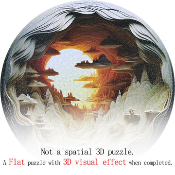Bgraamiens 3D Visual Dawn Inside a Cave Puzzle - 1000 Pieces, Autostereoscopic, Model BG24011, Paper Material