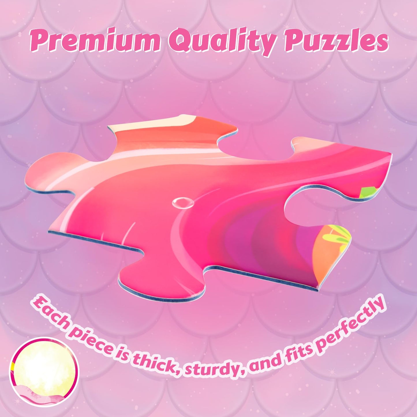 Mermaid Floor Puzzles For Kids Ages 4-6, Mermaid Toys For Girls, 59 Pieces Blue Cardboard Jumbo Jigsaw Puzzles For Toddlers, Edu