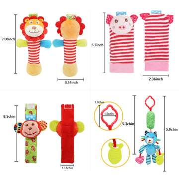 Wrist Rattles Foot Finder Rattle Sock Baby Toy, Hanging Rattle Toy, Arm Hand Bracelet Rattle, Feet Leg Ankle Socks, Activity Rat