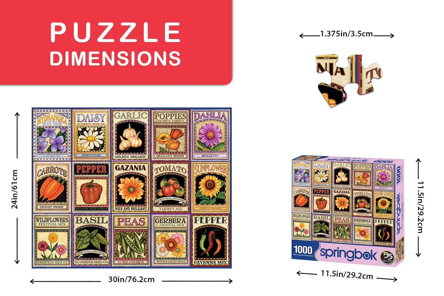 Springbok Puzzles - Garden Goodness - 1000 Piece Jigsaw Puzzle - Large 30 Inches By 24 Inches Puzzle - Made In Usa - Unique Cut Interlocking Pieces