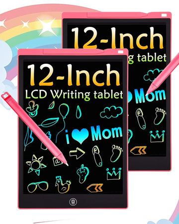 2 Pack Lcd Writing Tablet, 12 Inch Colorful Toddler Drawing Pad Doodle Board, Erasable Educational Toy Christmas Birthday Gift F