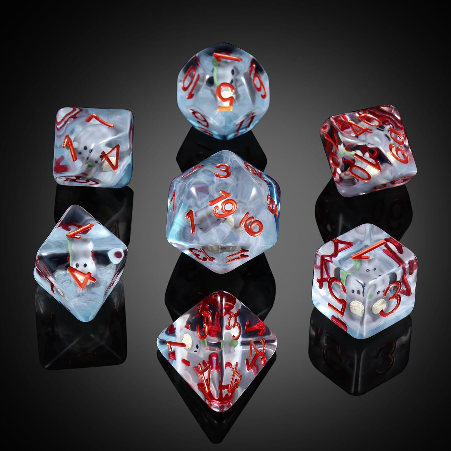 Totoro DND Dice Set, DNDND 7PCS Resin D&D Dice with Velvet Bag for Dungeons and Dragons Tabletop Games(Totoro