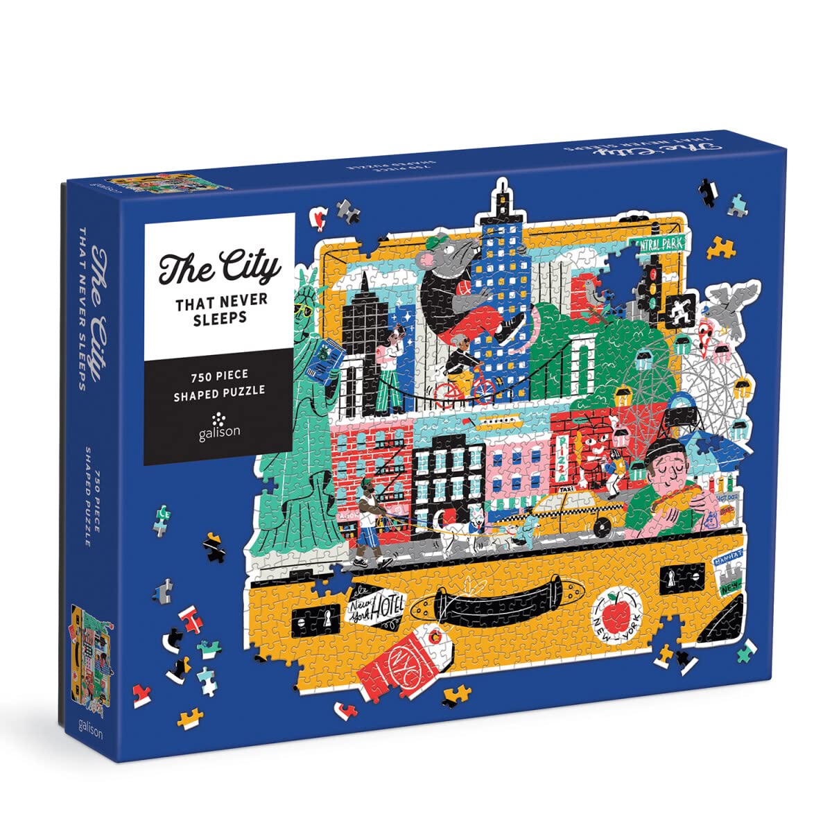 Galison The City That Never Sleeps 750 Piece Shaped Puzzle - New York City Themed Shaped Jigsaw Puzzle For Adults, Thick And Stu