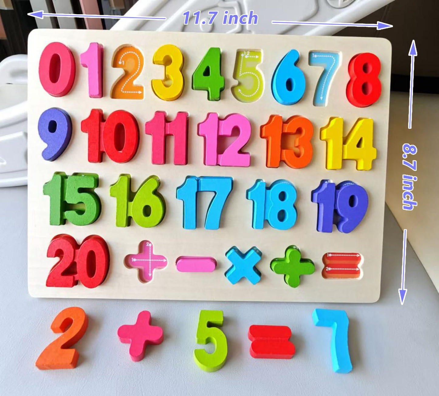 Number Puzzle - Montessori Wooden Puzzles For Toddlers 3-5 | Shape Learning Puzzle Learning Toy For Toddlers 3-5 Number Blocks T