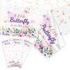 OBUSATT 3Pcs Butterfly Baby Shower Party Tablecloth Supplies A Little Butterfly is On The Way Baby Girl Party Disposable Plastic