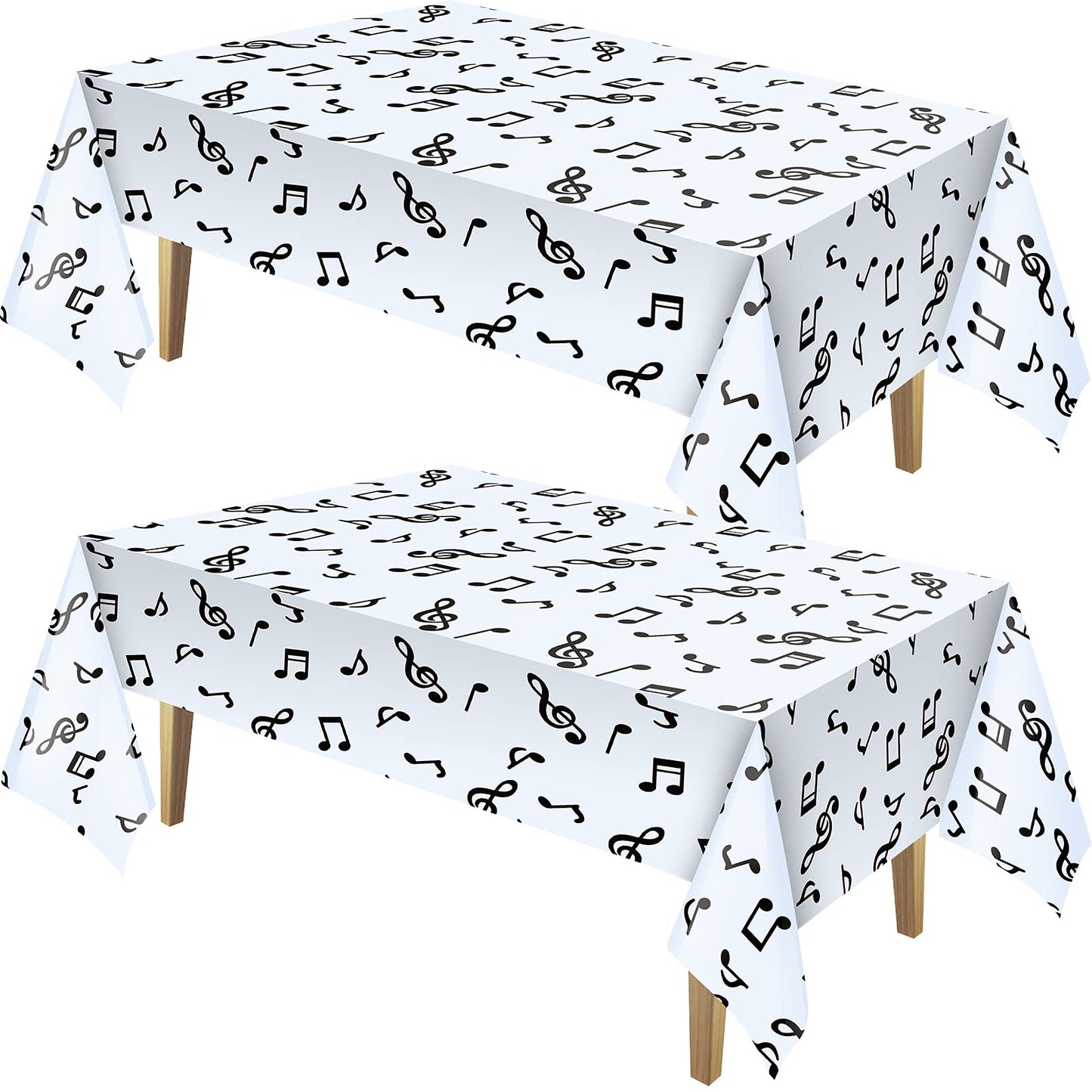 108 X 54 Inch Musical Notes Tablecover Musical Plastic Tablecloth Disposable Table Cover Notes Theme Birthday Party Decoration Supplies(2 Pieces)