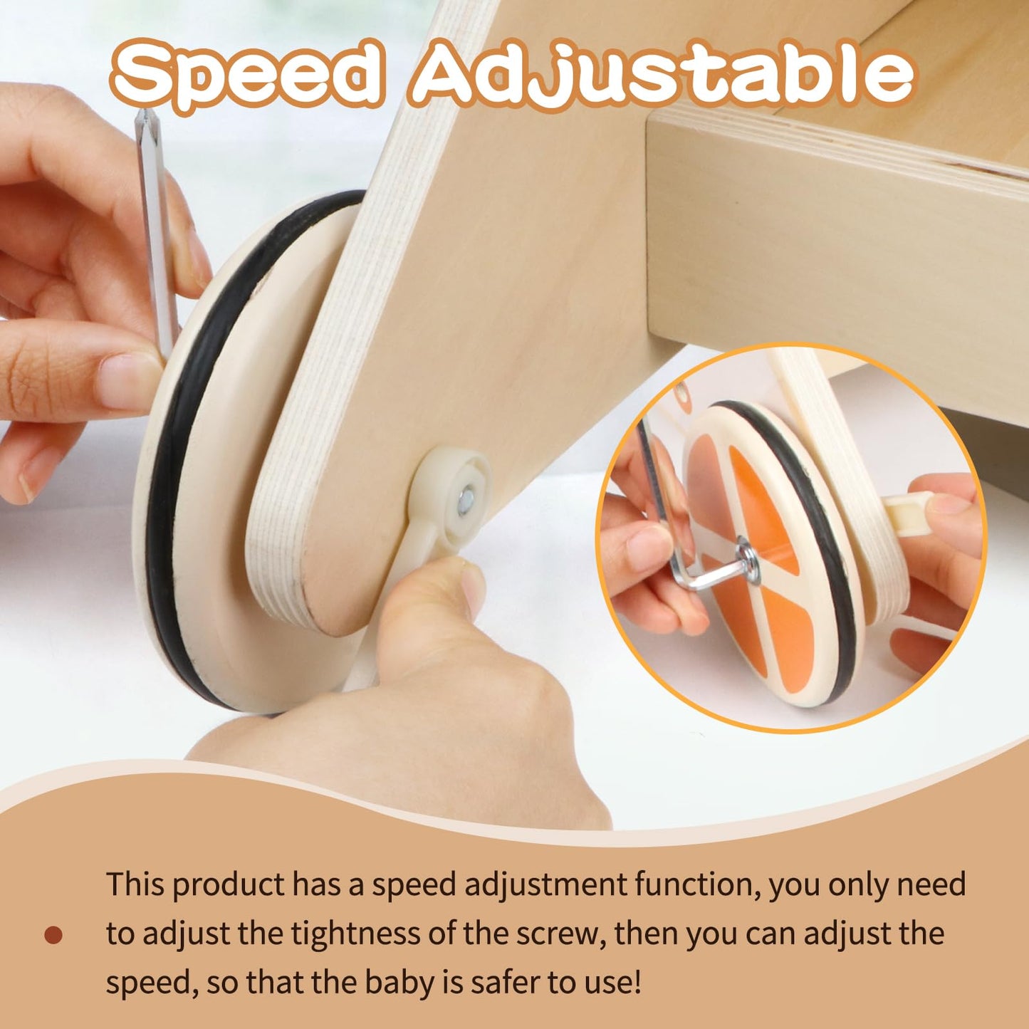 Canuan Wooden Baby Walker, Adjustable Speed Push And Pull Learning Activity Walker, Toddler Push Walker Activity Center Toys With 7 Educational Activities For Boys Girls 1 2 3 Year Old