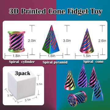 3D Printed Impossible Pyramid Passthrough Sculpture, Cone Fidget Toy, Impossible Cylinder Anxiety Relief Toy, Magic Impossible P