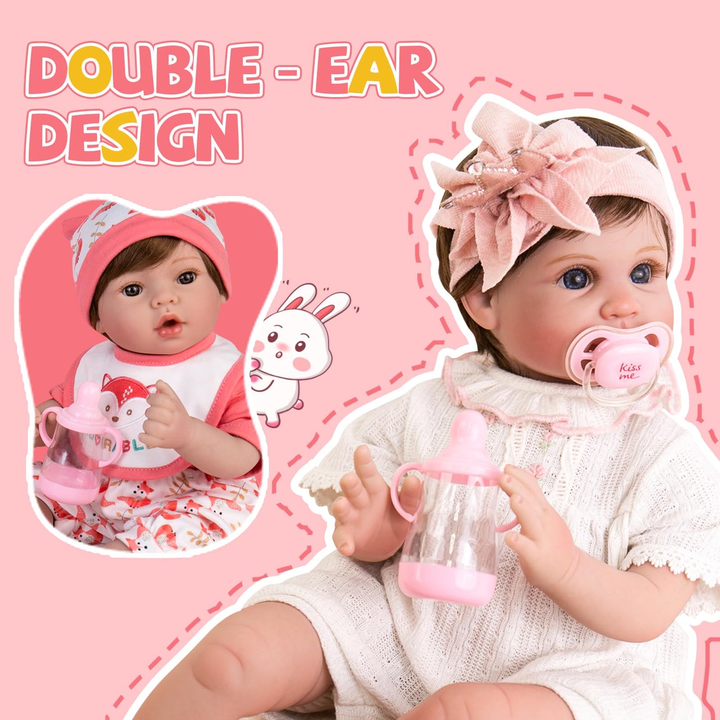 Aori Baby Dolls Feeding Bottle And Magnetic Pacifier Set For Reborn Dolls