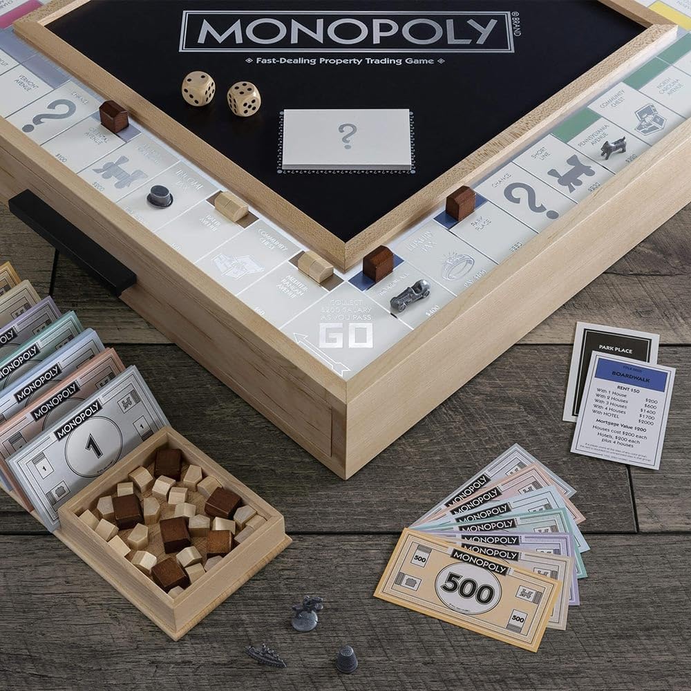 WS Game Company Monopoly Luxe Maple Edition - Multicolor Wood Game, Model 40006