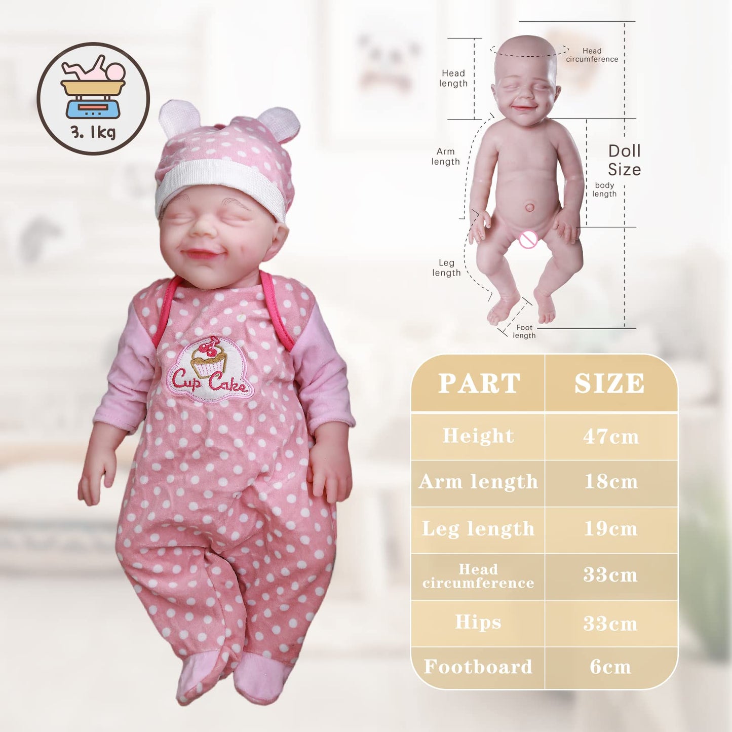 Aisite Unpainted Reborn Baby Dolls Boy - 18 Inch Realistic Silicone Baby Doll, Christmas&Birthday Gifts, Suitable For 3+