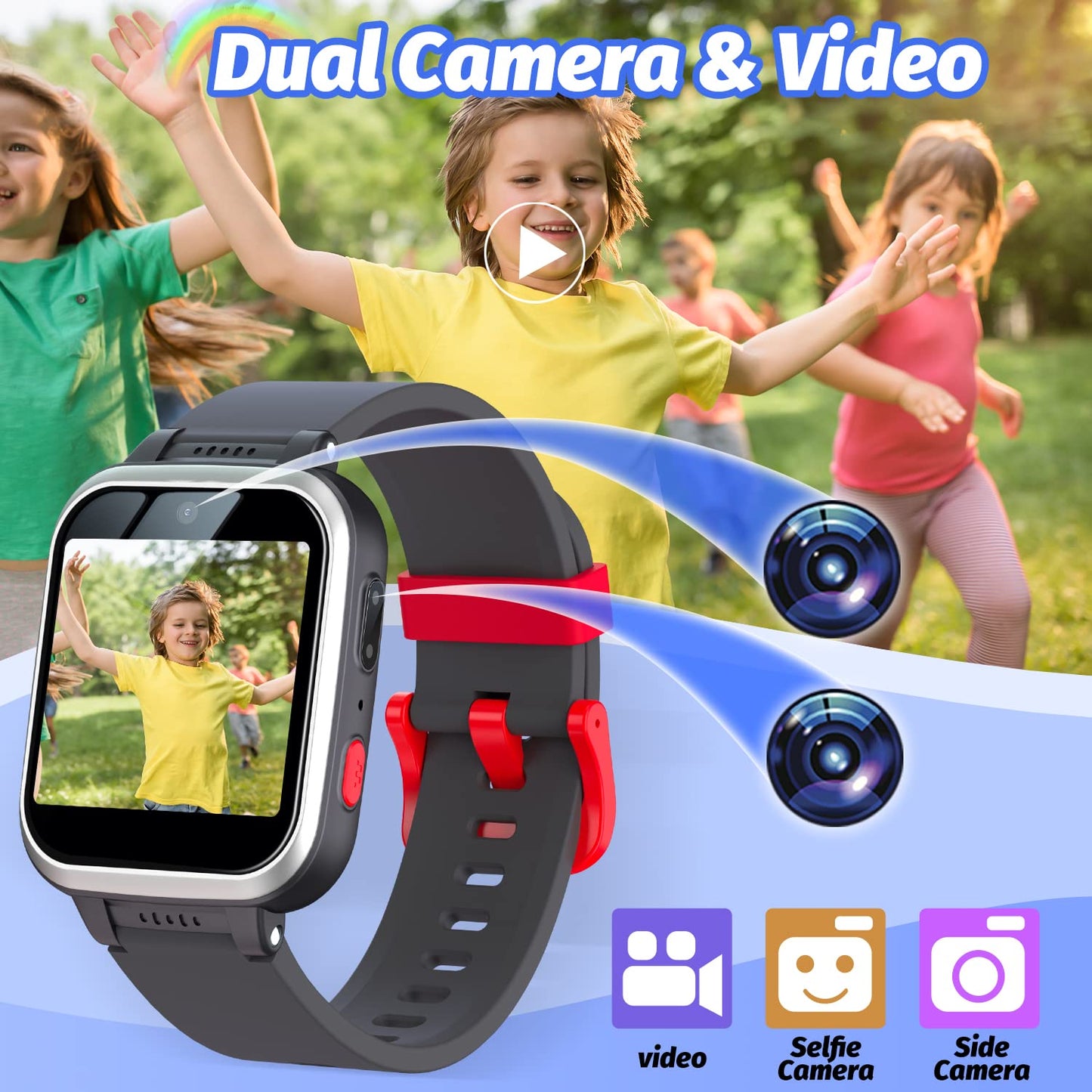 Meoonley Kids Smart Watch With Puzzle Games Hd Touch Screen Camera Video Music Player Pedometer Alarm Clock Flashlight Fashion K