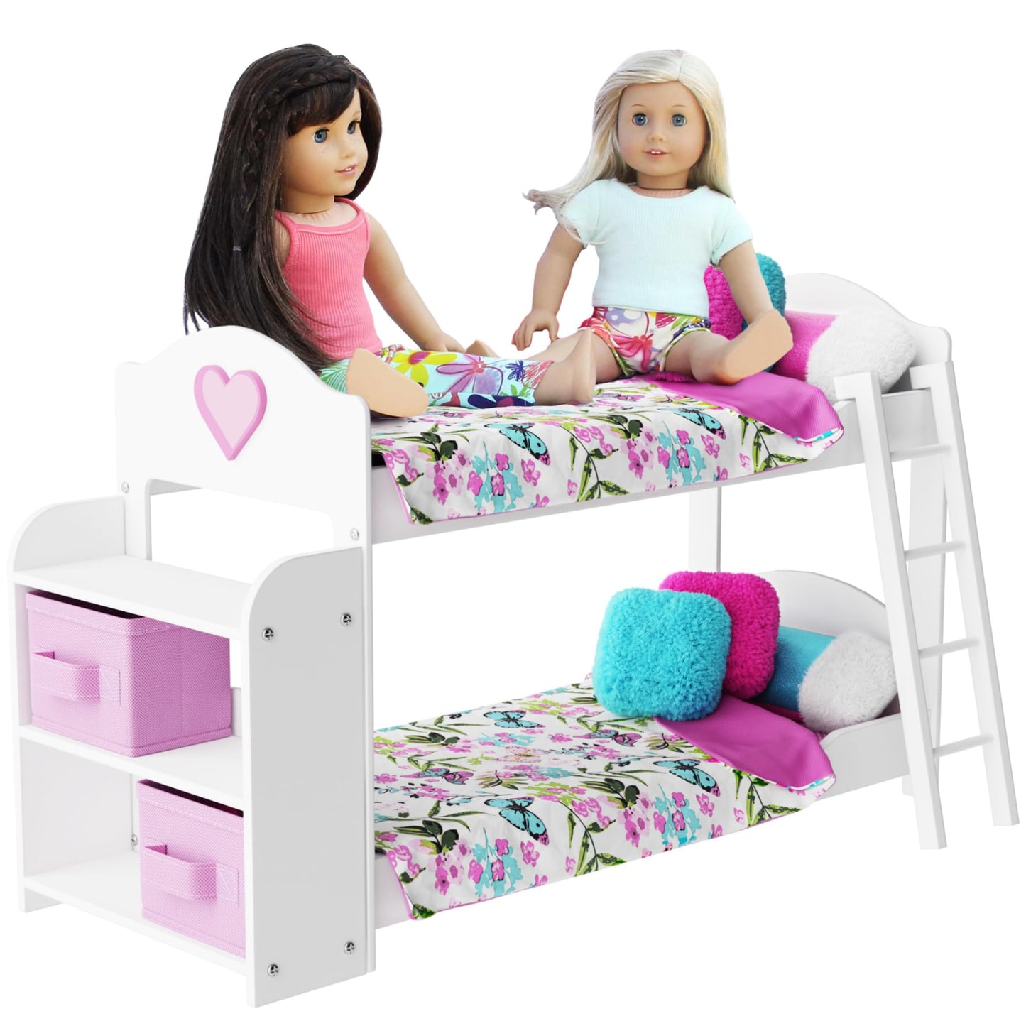 Pzas Toys Doll Bunk Bed - Doll Bunk Bed For 18 Inch Dolls 23 Piece Set Complete With Linens, Pajamas, And Shelves, Fits American Girl Doll…
