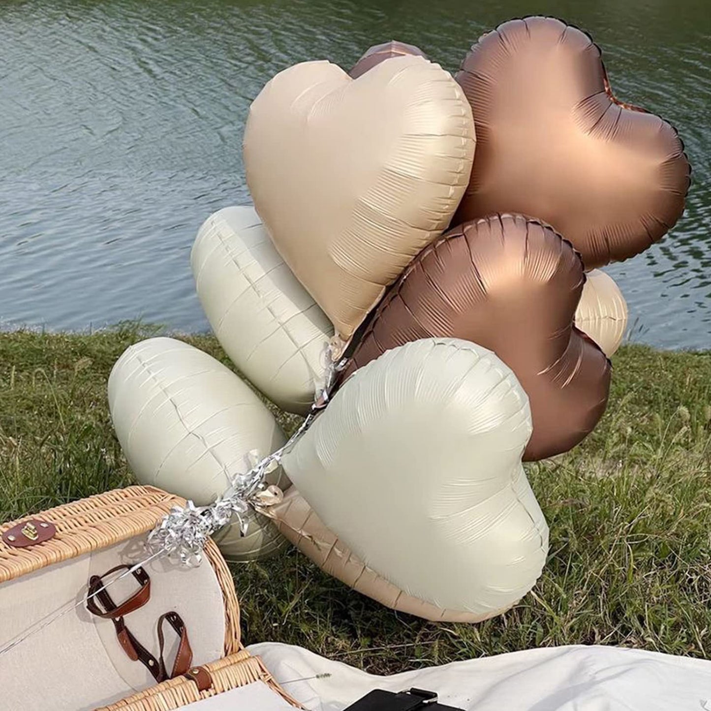 30 Pcs Caramel Heart Balloons 18In Foil Heart Shaped 18 Inch Balloons Helium Mylar Balloons Foil Balloon Decoration For Women Gi