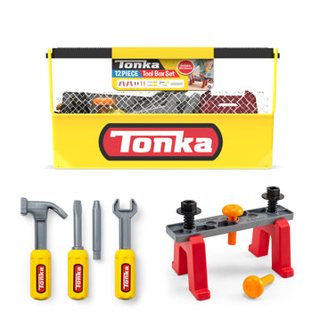 Tonka Tough Builders, Tough Toolbox Set, Tools Playset– Made With Sturdy Plastic, Boys And Girls, Toddlers Ages 3+, Role Play Sets, Toddlers, Birthday Gift, Christmas, Holiday