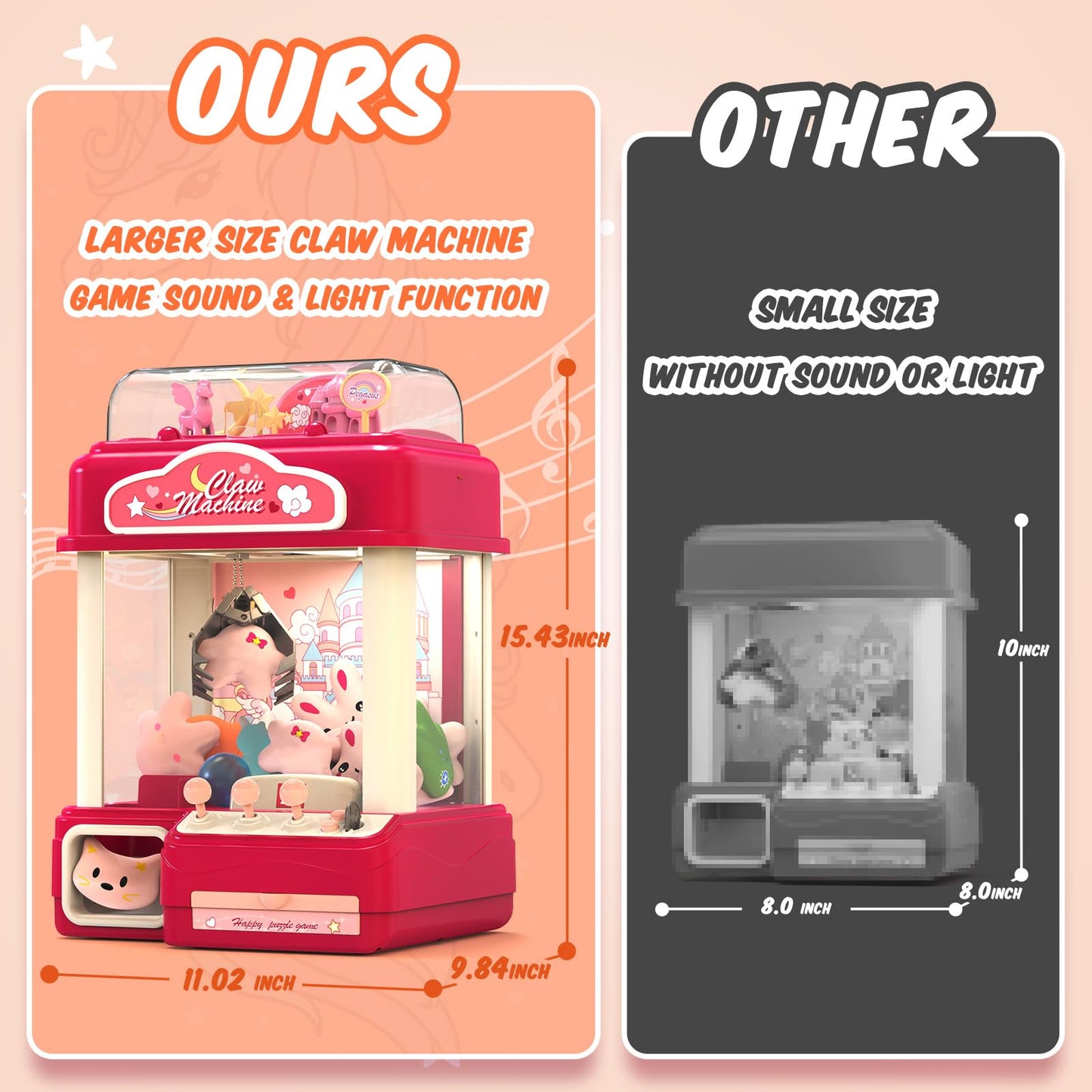 Skirfy Claw Machines For Kids Adults With Sound Light, Vending Machine Candy Grabber Prize Dispenser Toys, Unicorns Claw Machine