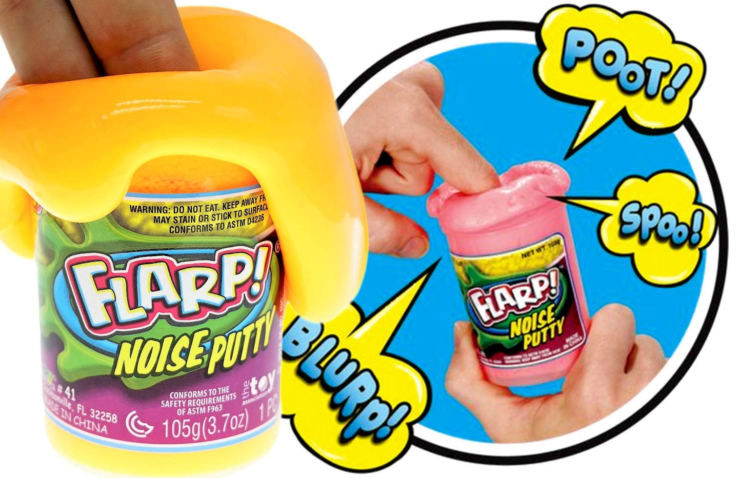 Ja-Ru Flarp Noise Putty (6 Toys) Fidget Toy Putty Passing Gas Sound Noise Maker Slime. Pranking Toy For Kids. Colored Scented Putty. Bulk Party Favor. Plus Sticker 10041-6S
