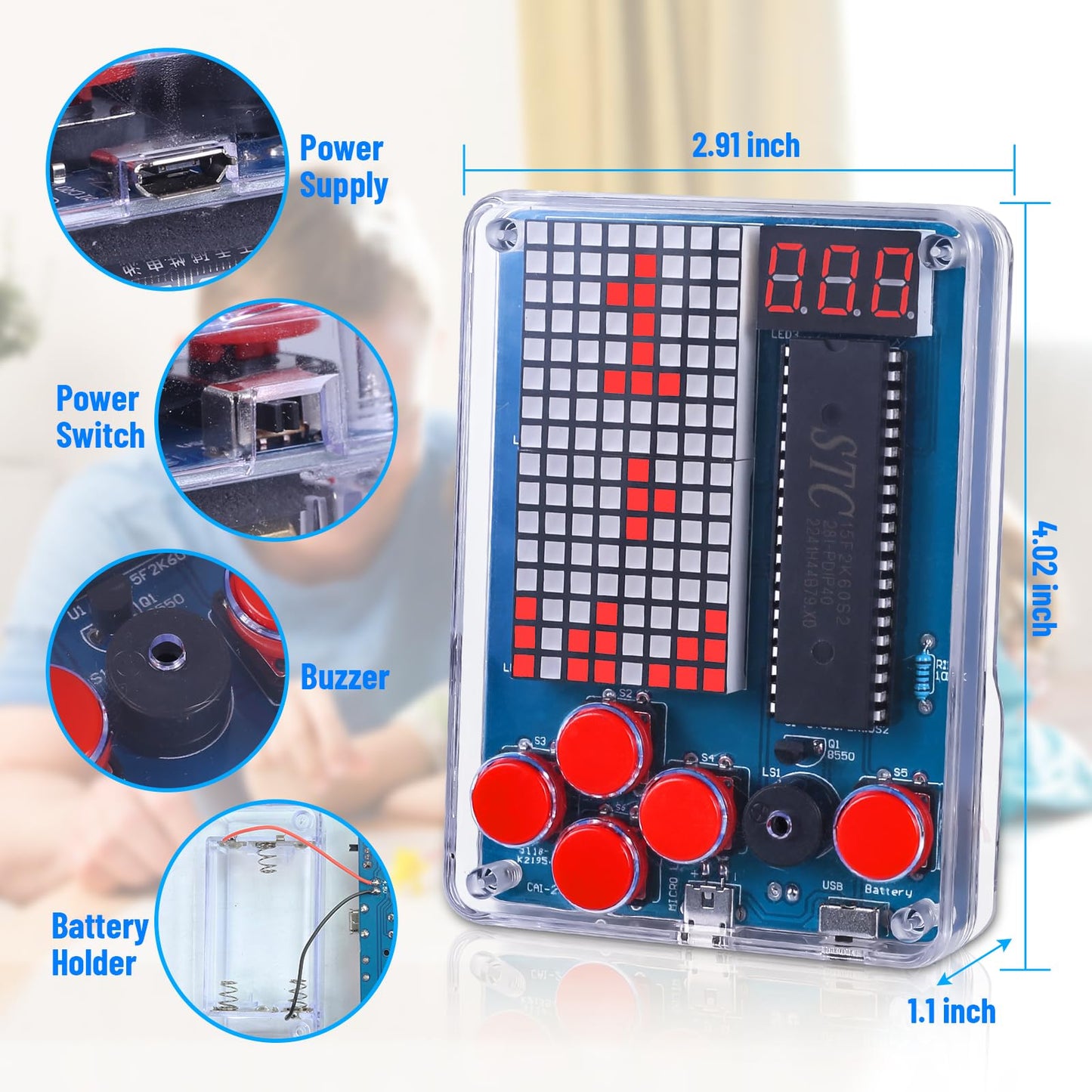 Diy Soldering Game Kit, Pemenol 4 Retro Games Electronics Learning Soldering Project Kit, With Brightness Adjustable Music Switch For Stem Education School Family Friends Present