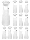 Iagbibui Kids Apron And Chef Hat Set, 24 Pieces Boys Girls Kids Apron With 2 Pockets Adjustable For Cooking Classroom Baking Pai
