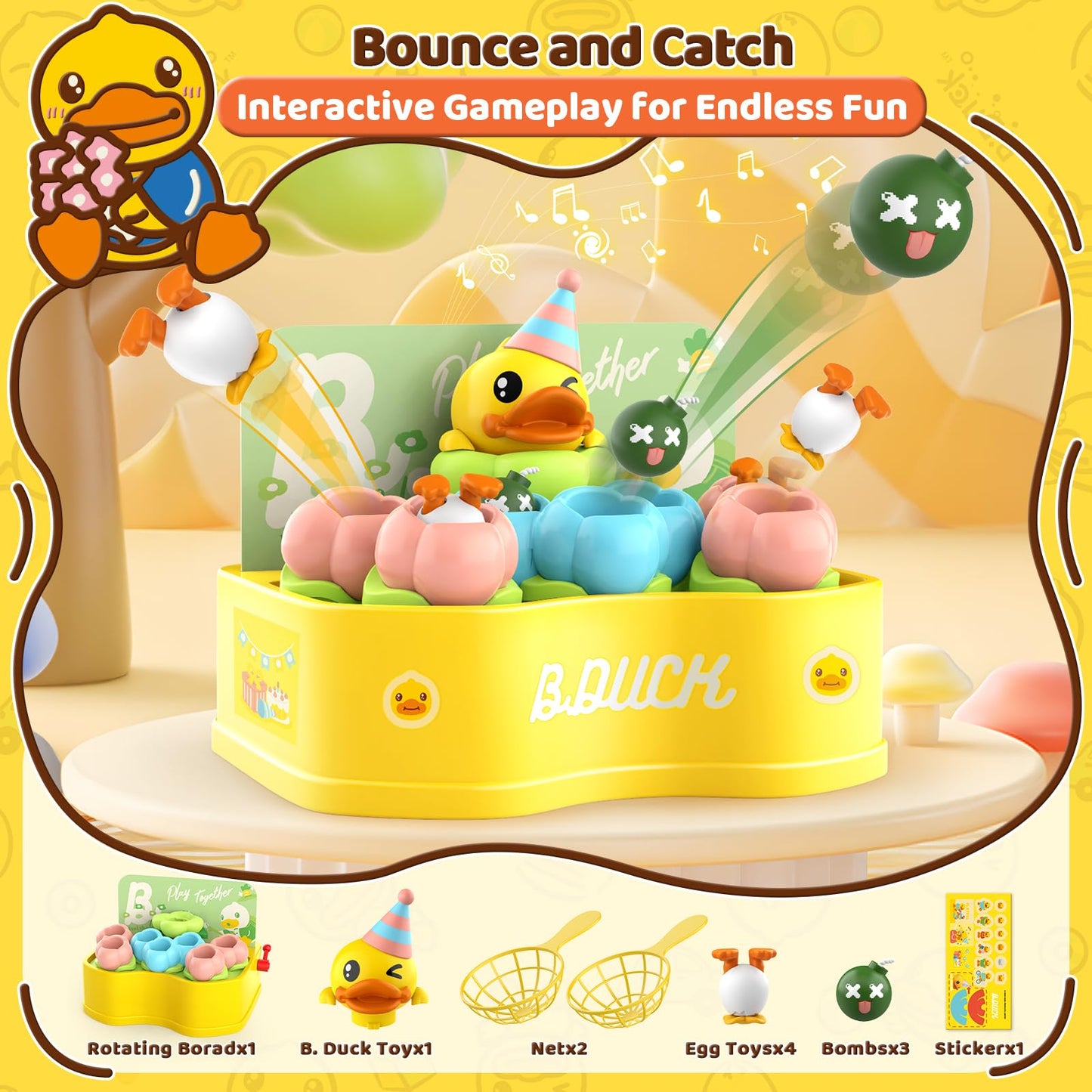 BLF FUN Bounce and Catch Toys for Kids 3-7, Medium Board Games, Christmas Birthday Gifts, Model 685-47BD