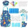 Aoskie Kids Baking Set with Dinosaur Apron and Chef Hat, Cooking Chef Set Baking Supplies Dress Up Role Play Toys Gift for 3-8 Y