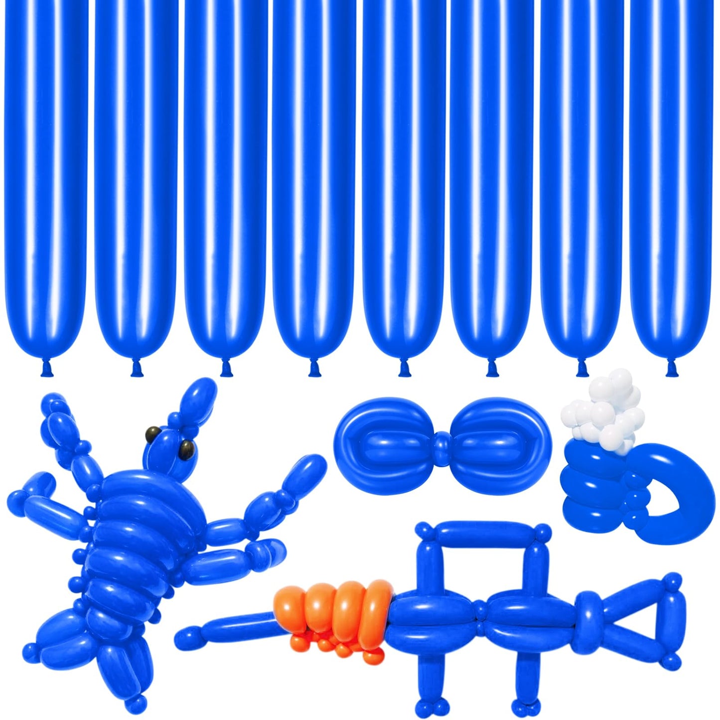 Lxzfcrg 260 Blue Balloons, 100Pack Thickening Skinny Latex Long Balloons For Balloon Animals Balloon Garland Twisting Balloon Mo