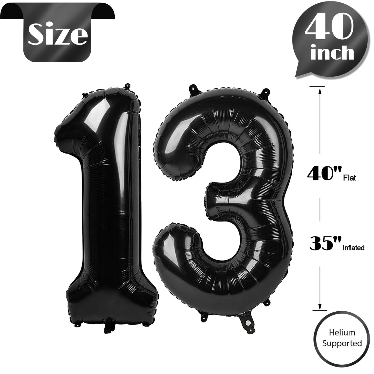 13 Balloon Number, Black Number 13Th 31Th Birthday Balloons 40 Inch, 13 Or 31 Years Old Black Birthday Decorations For Boys Girl